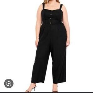 Old Navy (Women's L) Linen Blend Black Casual Jumpsuit
